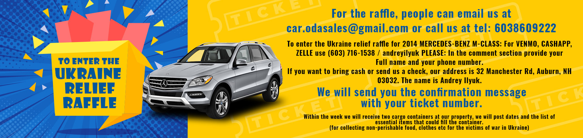 To enter the Ukraine relief raffle